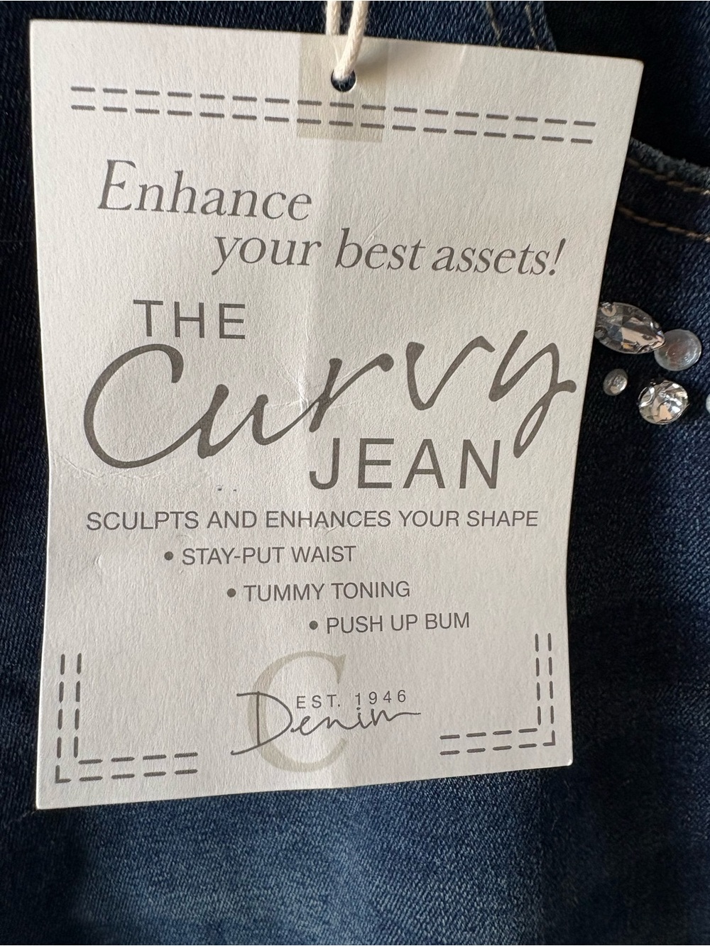 Cato Blue Skinny Jeans with Crystal Floral Accents - Picture 7 of 9